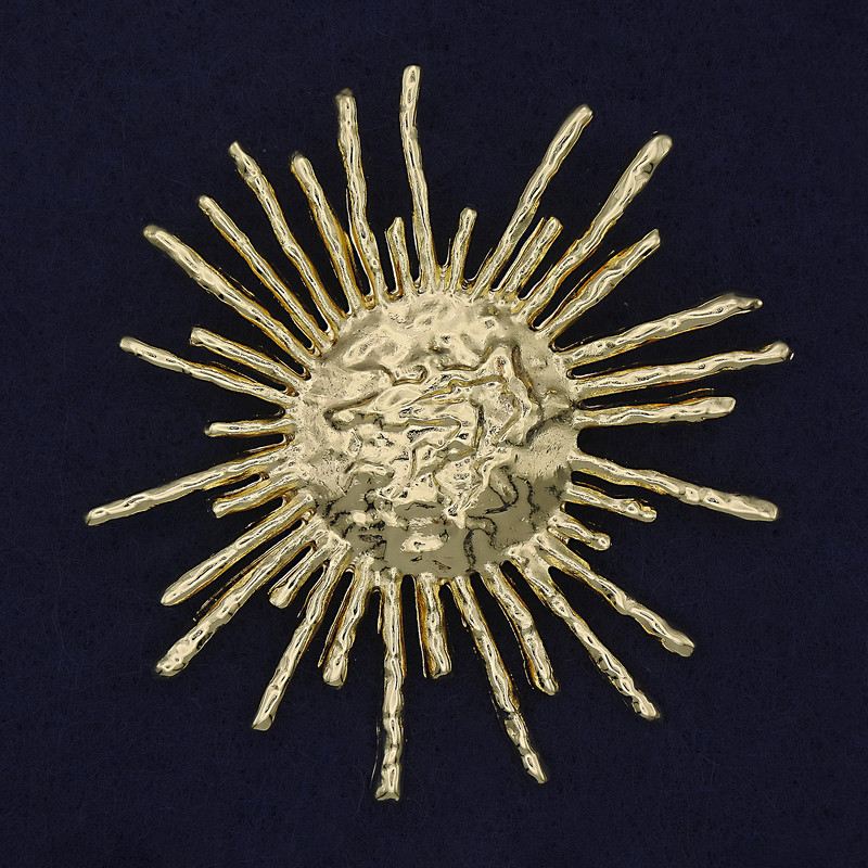 Accent Sun Brooch, Gold-tone Metal 65mm+