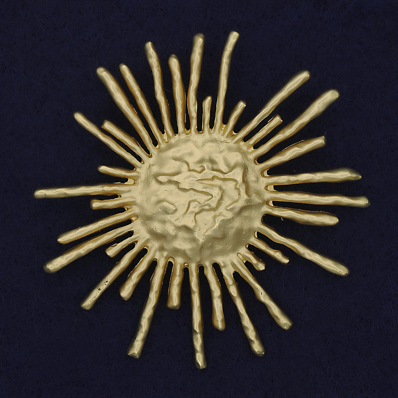 Accent Sun Brooch, Golden Pearlescent Colour, Gold-tone Metal 65mm+