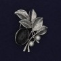 Twig Brooch with Cabochon and Pearls Silver-Tone Metal 48x40mm+