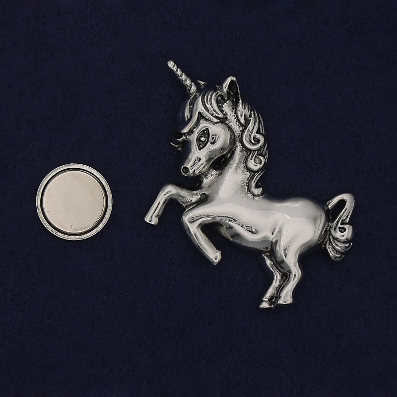 Magnetic Brooch Unicorn Silver-tone Metal 50x35mm+
