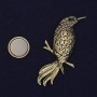 Magnetic Bird Brooch with Rhinestones, Golden Metal, 55x27mm+