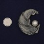 Magnetic Brooch Accent Pearl Rhinestones Silver-tone Metal 51x43mm+