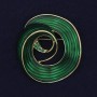 Accent Brooch Green Enamel Green Rhinestones Gold-Tone Metal 48x45mm+
