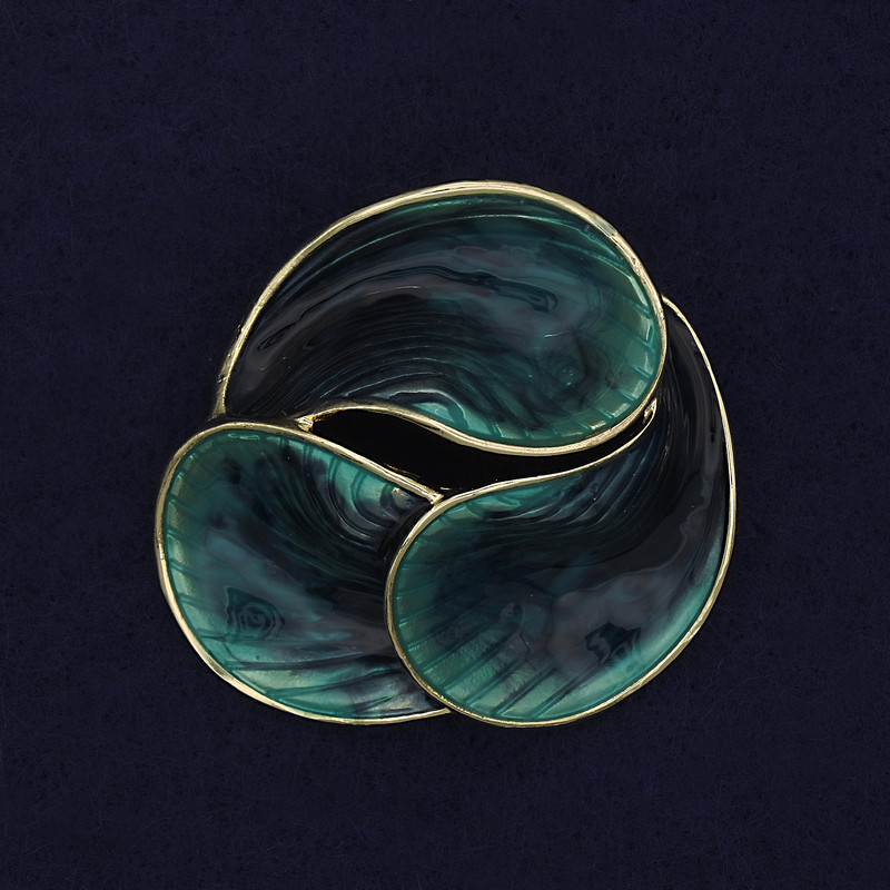 Brooch Accent with Green Enamel and Golden-toned Metal 44mm+