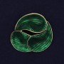 Accent Brooch, Green Enamel, Gold-Tone Metal, 44mm+