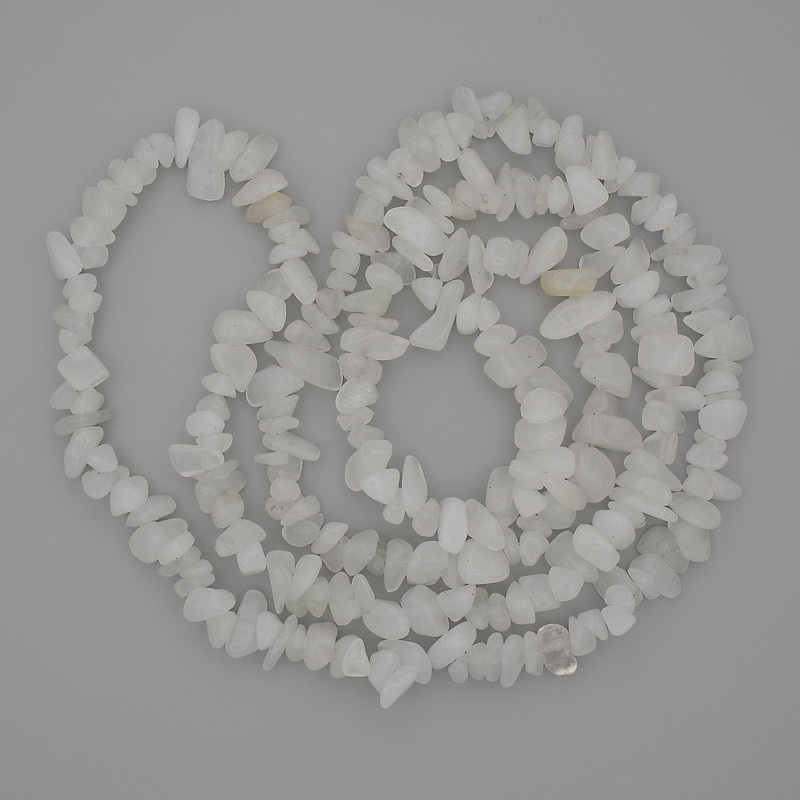 White Quartz Chip Beads 5-12x3-5mm+/- on Fishing Line, Length 78cm+