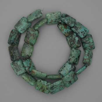 African Turquoise Rectangle Beads, 15-18x12mm+/- on Fishing Line, Length 40cm+