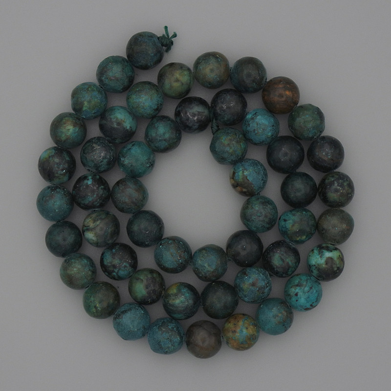 African Turquoise Smooth Round Beads, 8mm Diameter on Thread, Length 39cm+