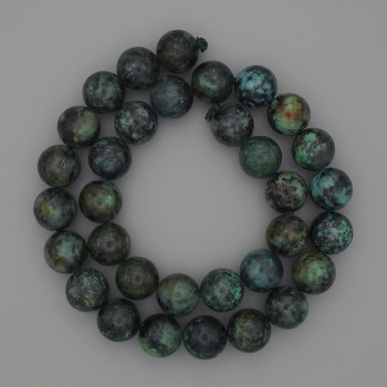 African Turquoise Smooth Round Beads, diameter 12mm on thread, length 39cm+