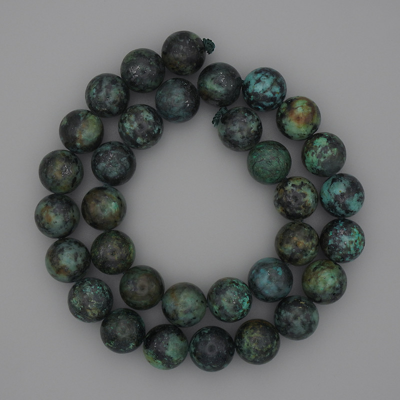 African Turquoise Smooth Round Beads, diameter 12mm on thread, length 39cm+