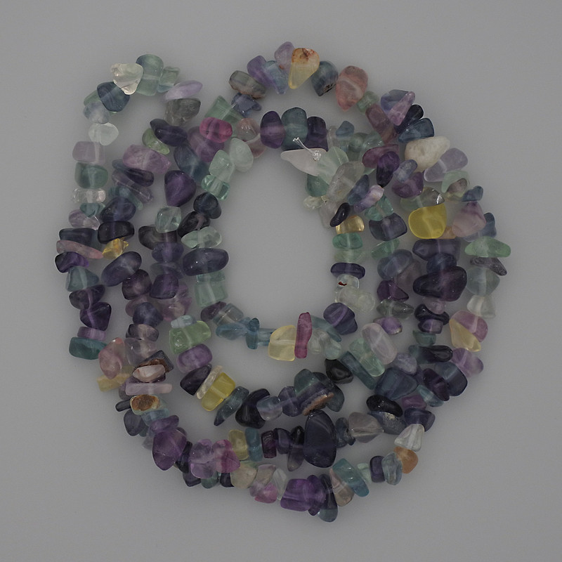Fluorite Chip Beads, diameter 7-10x3-5mm+-, length 76cm+- on Fishing Line