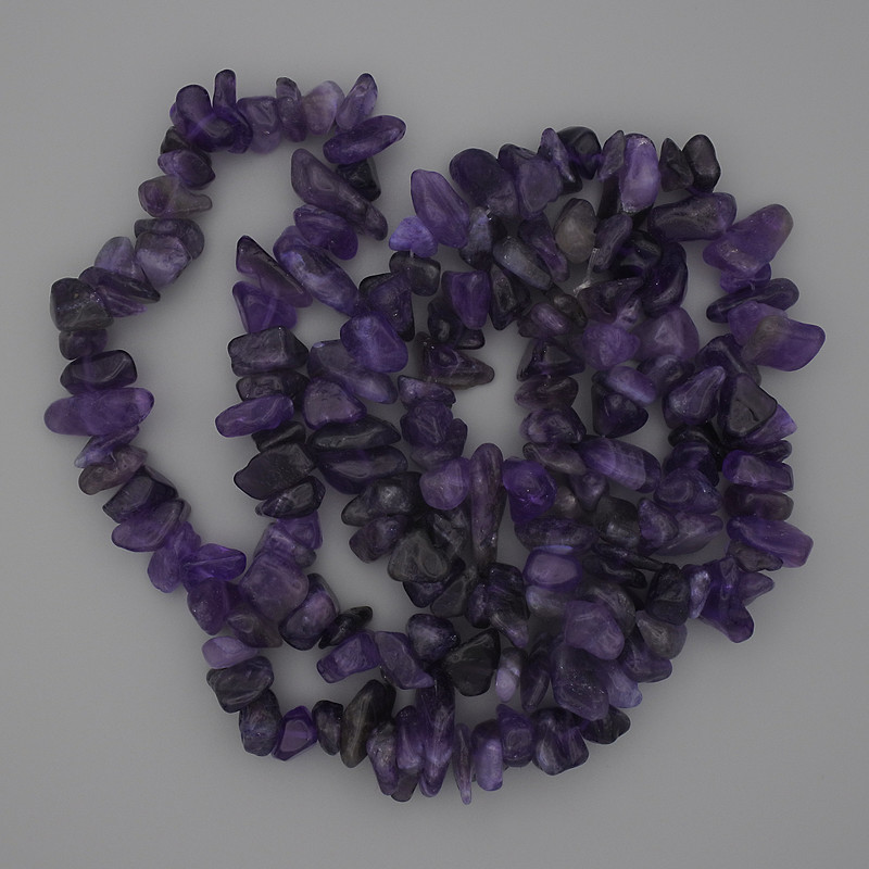 Amethyst Chip Beads, Diameter 10-17x6-9mm+/-, Length 80cm+/- on Nylon Thread