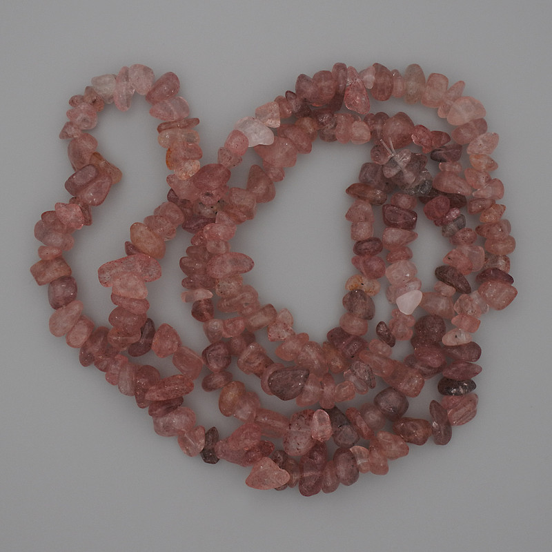 Strawberry Quartz Chip Beads, 8-12x3-6mm+/- Diameter, Length 80cm+/- on Fishing Line