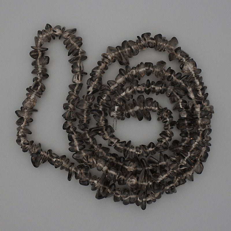 Smoky Quartz Chip Beads, Diameter 6-10x2-4mm+/-, Length 80cm+/- on Nylon Thread
