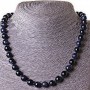 Aventurine (Synthetic) Necklace, Blue Sand Cairo Night, Smooth Bead 12mm, Length +-45cm