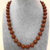 Red Jasper Necklace, smooth round beads, diameter 10mm+/-, length 45cm+/- with clasp
