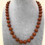 Red Jasper Necklace, smooth round beads, diameter 10mm+/-, length 45cm+/- with clasp