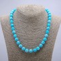 Larimar Necklace, smooth round beads, diameter 10mm+/-, length 46cm+