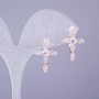 Xuping Earrings, 18K Gold Plated with White Crystals, Cross, diameter 20x15mm+