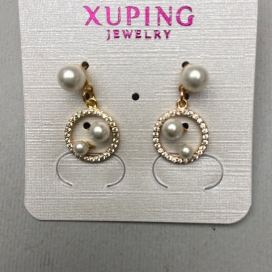 Xuping Earrings with Pearls, diameter 10mm+-, length 20mm+- 18K Gold Plated