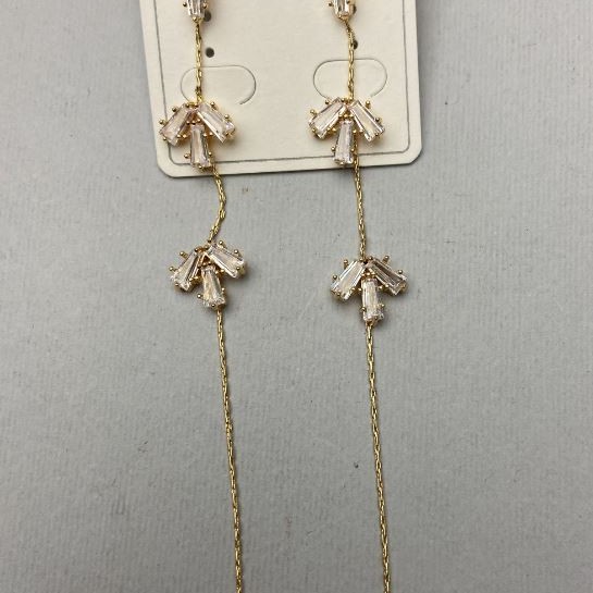 Xuping Earrings with White Crystals, length 9.5cm+/-, 18K Gold Plated
