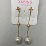 Xuping Earrings with Pearls, diameter 8mm+/-, length 45mm+/-, 18K Gold Plated