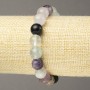 Fluorite Natural Stone Bracelet on Elastic, Smooth Round Bead, Diameter 10mm+
