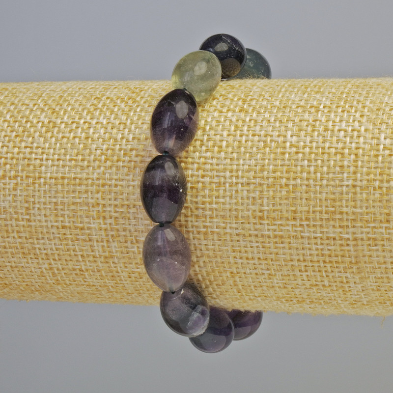 Fluorite Bracelet, Natural Stone Oval, Diameter 10x14.5mm+-, Length 18cm+ (Stretch)