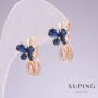 Xuping Earrings 18K Gold Plating with Blue Stones and White Rhinestones 20x11mm