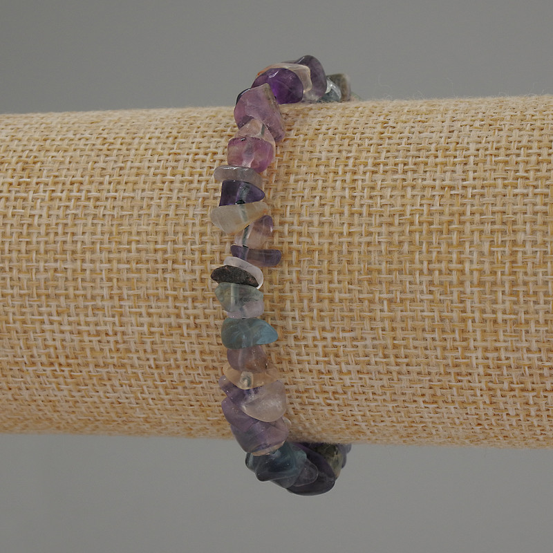 Natural Fluorite Chip Bracelet, diameter approx. 7x4mm, length approx. 18cm, stretch