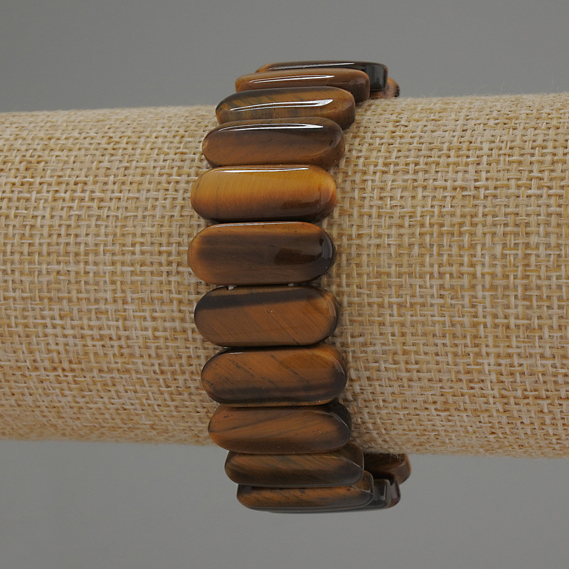Tiger's Eye Bracelet, link beads, diameter 20x8mm+/-, length 18cm+/- stretch