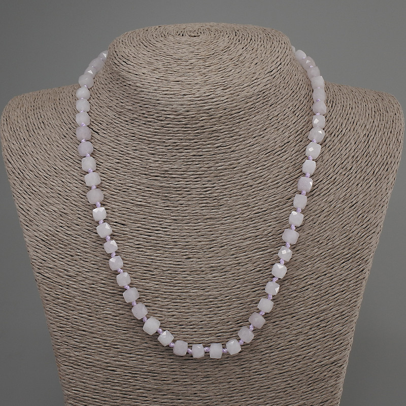 Kunzite Necklace, faceted cube beads, diameter 6mm+/-, length 50mm+/- with clasp