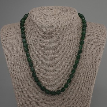 Chrysoprase Cube Necklace, diameter 7mm+/-, length 50mm+/- with clasp