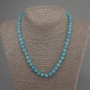 Aquamarine Faceted Cube Necklace, diameter 6mm+/-, length 50cm+/- with clasp