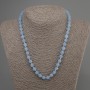 Aquamarine Necklace, Faceted Cube, Diameter 7mm+-, Length 50cm+- with Clasp