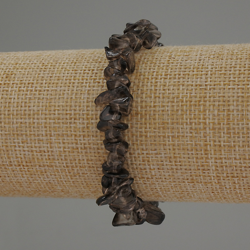 Smoky Quartz Chip Bracelet, diameter 7-10x2-4mm+/-, length 18cm stretch