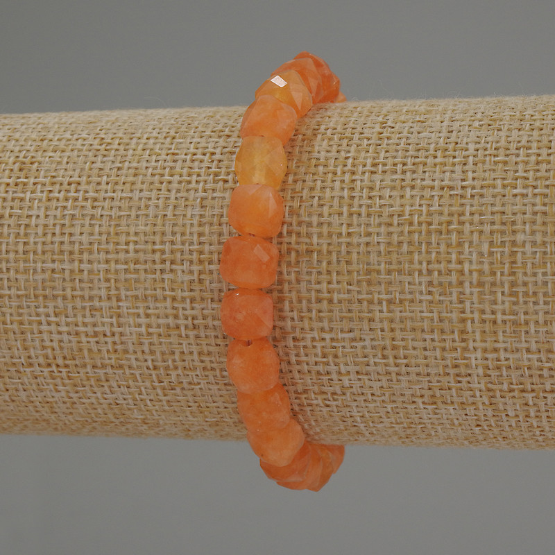 Mashan Jade Bracelet, Faceted Cube Beads, diameter approx. 7x7mm, length approx. 18cm, stretch