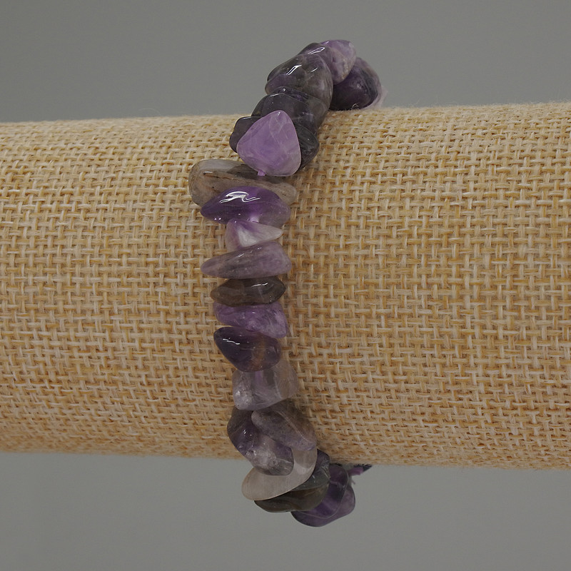 Amethyst Chip Bracelet, diameter 7-14x4-7mm+-, length 18cm, stretch