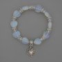 Moonstone Heart Bracelet, diameter approx. 12x12mm, with metal inserts, length 18cm stretch