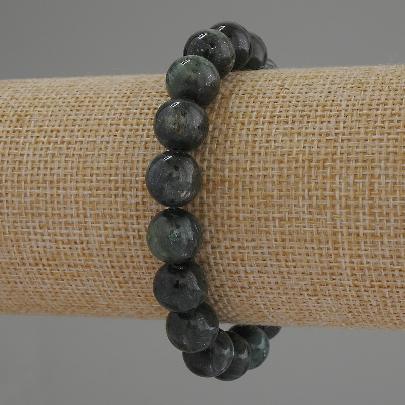 Emerald Fuchsite (Muscovite) Bracelet, smooth round beads, diameter 10mm+/-, length 18cm stretch