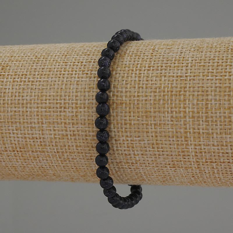 Aventurine "Cairo Night" Bracelet, smooth bead 4mm+-, length 18cm, stretch