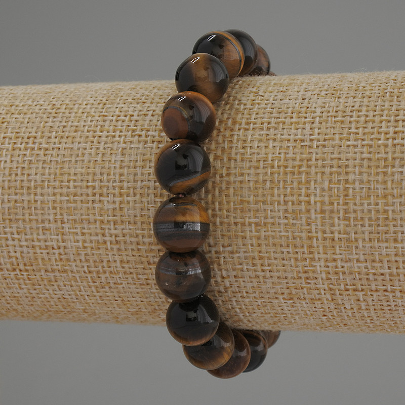 Tiger's Eye Bracelet, smooth round beads, diameter 10mm+/-, length 18cm+/- stretch