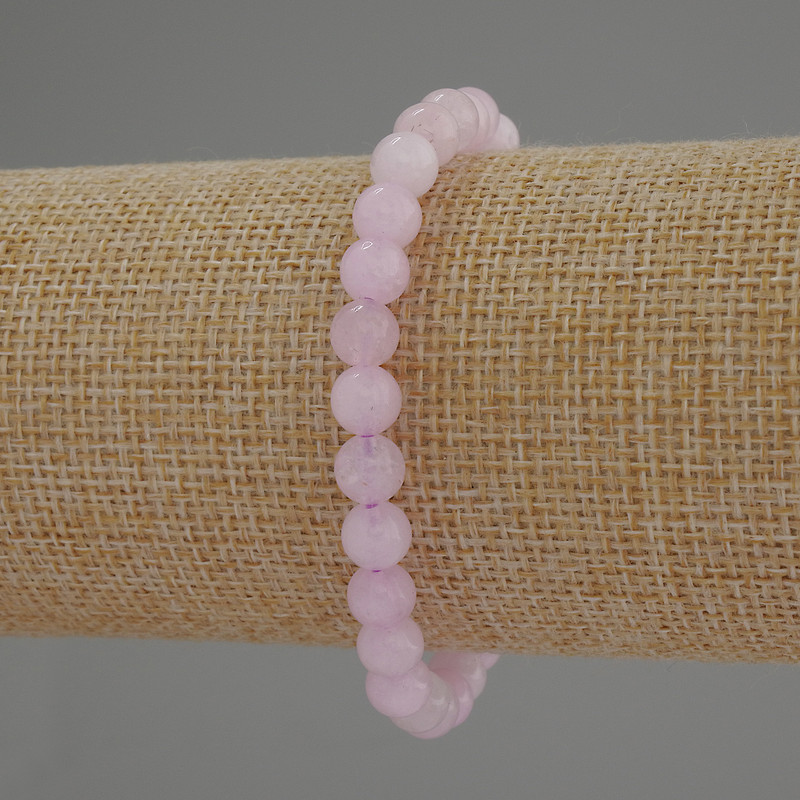 Kunzite Bracelet, smooth round beads, diameter 6mm+/-, length 18cm stretch