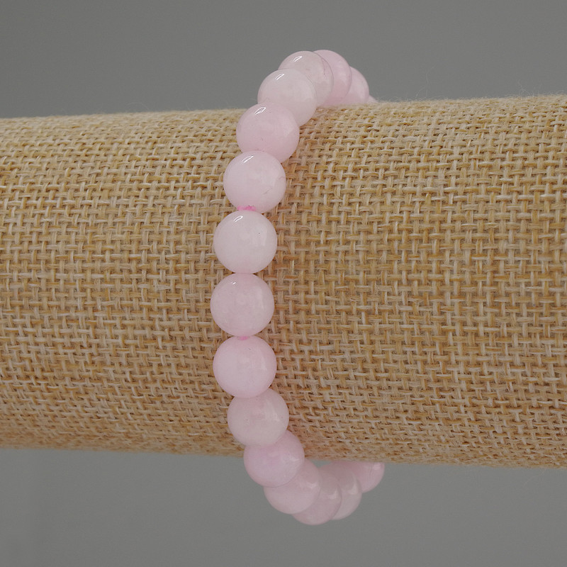 Kunzite Bracelet, smooth round beads, diameter 8mm+/-, length 18cm stretch