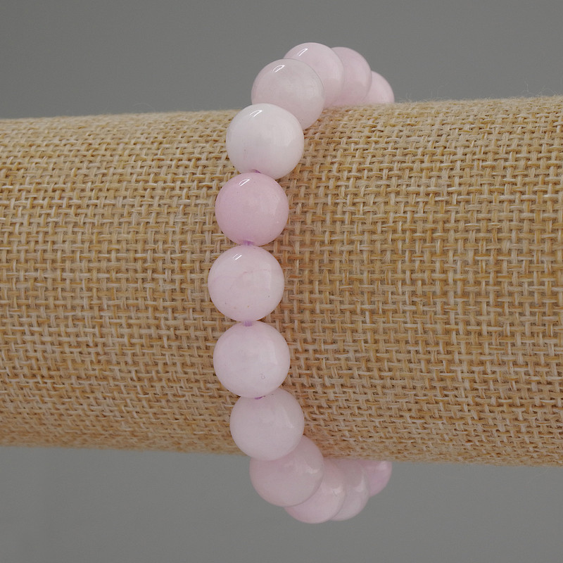 Kunzite Bracelet, Smooth Round Beads, diameter approx. 10mm, length 18cm, stretch
