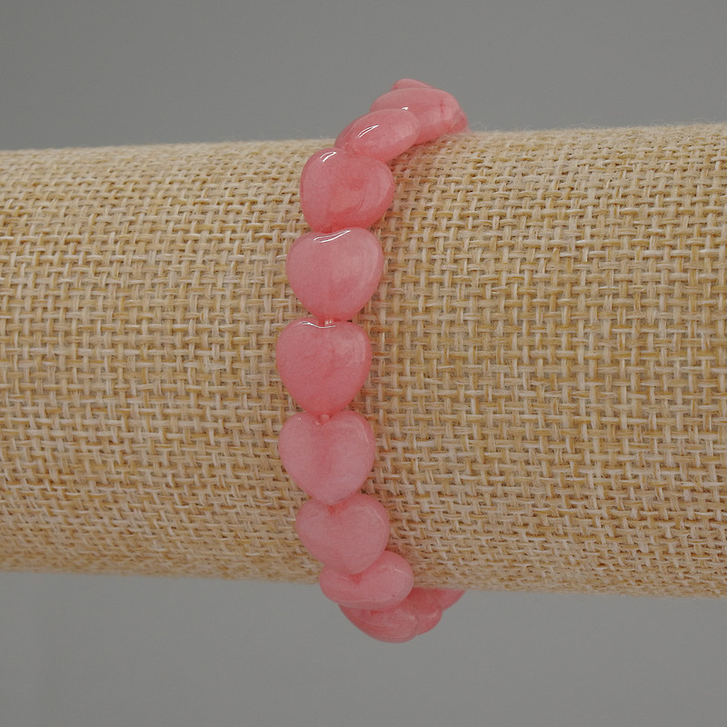 Tourmaline Heart Bracelet, diameter 10mm+/-, length 18cm+/- stretch
