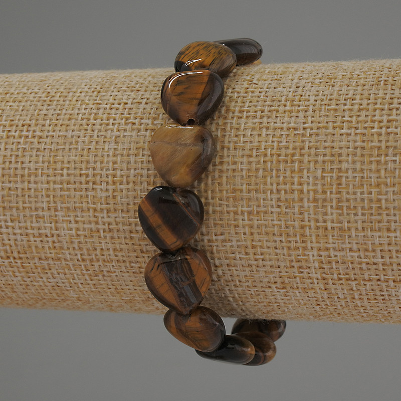 Tiger's Eye Heart Bracelet, diameter 12mm+/-, length 18cm+/- stretch