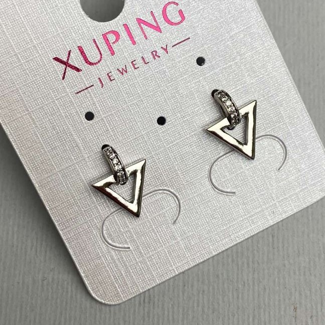 Xuping Stud Earrings with White Rhinestones, diameter 10x13mm+- rhodium
