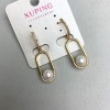 Xuping Earrings with White Rhinestones and Pearl, diameter 8mm+-, length 40mm+- 18K Gold Plated