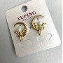 Xuping Earrings with White Rhinestones and Pearl, diameter 4mm+-, length 14x20mm+- 18K Gold Plated